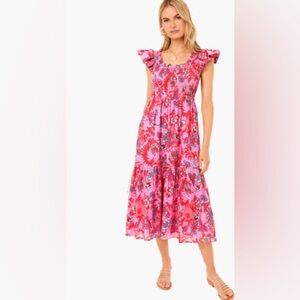 Tuckernuck Bougainvillea Breeze Mallie Dress Pink Floral Smocked